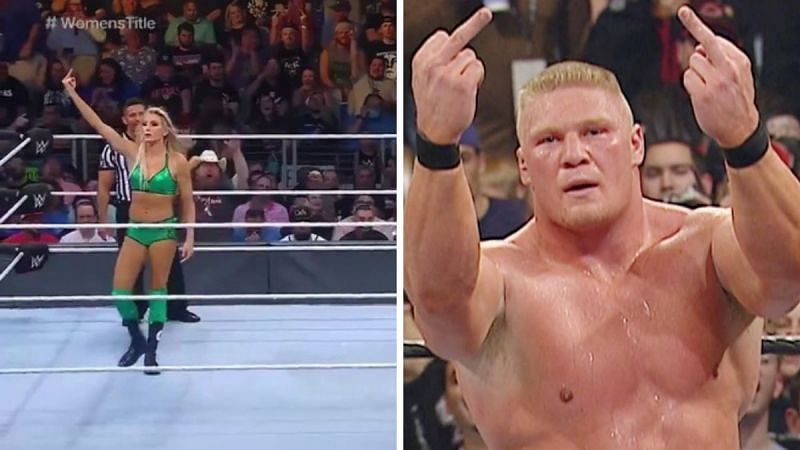 Charlotte Flair and Brock Lesnar were two WWE superstars to flip off the crowd