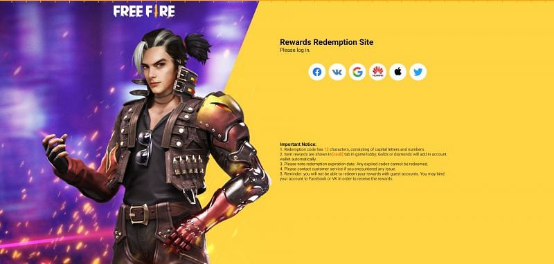 You need to first sign in to use the redeem code (Image via Free Fire)