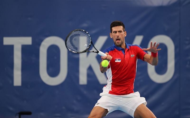Novak Djokovic in action against Jan-Lennard Struff