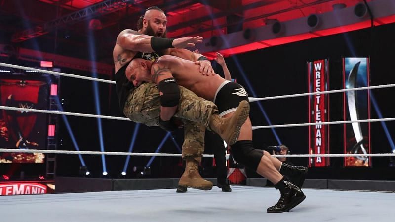 Braun Strowman defeated Goldberg at WrestleMania
