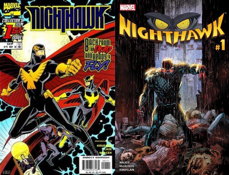 Nighthawk in Nighthawk #1 (Sep. 1998) and Nighthawk (2016) #1 (Image via Marvel Comics)