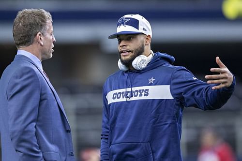 Troy Aikman with Dallas Cowboys QB Dak Prescott