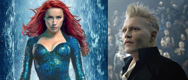 Amber Heard as &quot;Mera&quot; in Aquaman (2018) and Johnny Depp as &quot;Grindelwald&quot; in Fantastic Beasts 2 (2018) (Image via Warner Bros. Pictures)