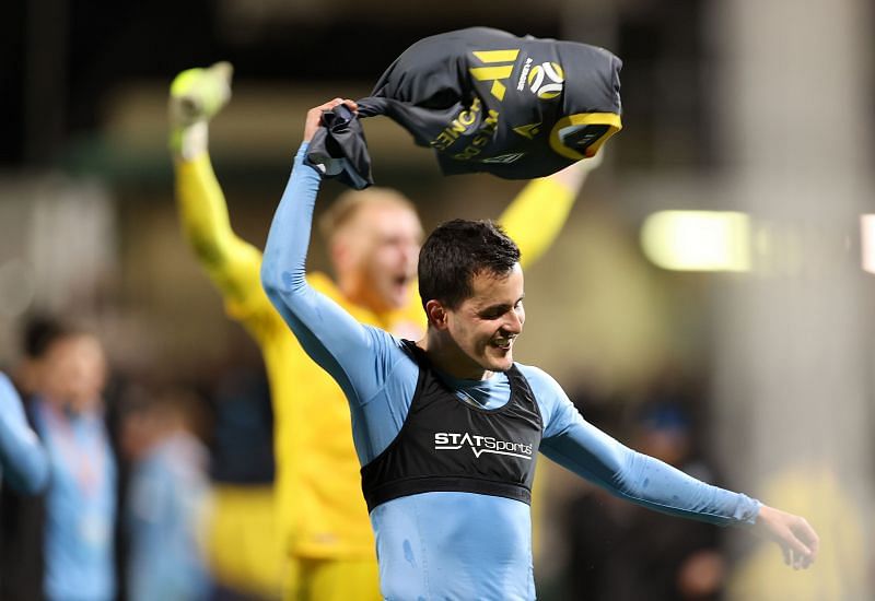 Adrian Luna of Melbourne City celebrate winning the A-League Semi-Final match between Melbourne City and Macarthur FC at Netstrata Jubilee Stadium (Photo by Mark Kolbe/Getty Images)