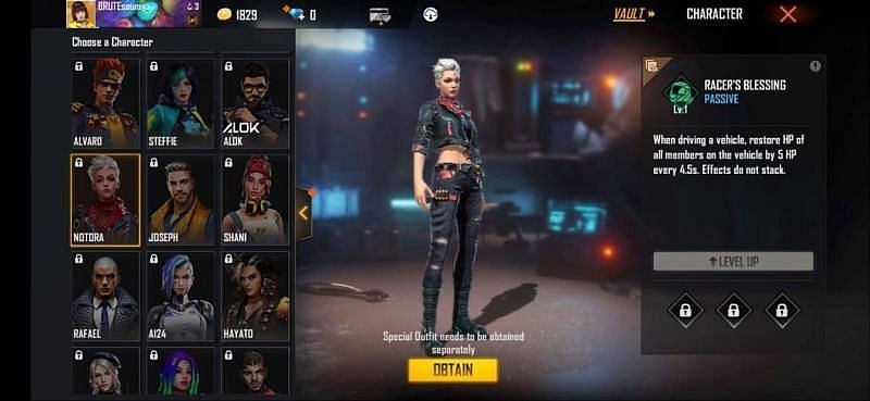 Notora&#039;s Racer&#039;s Blessing ability (Image via Free Fire)