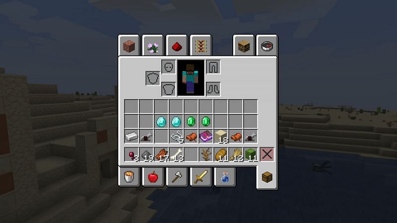 Loot found from village and desert temple (Image via Minecraft)