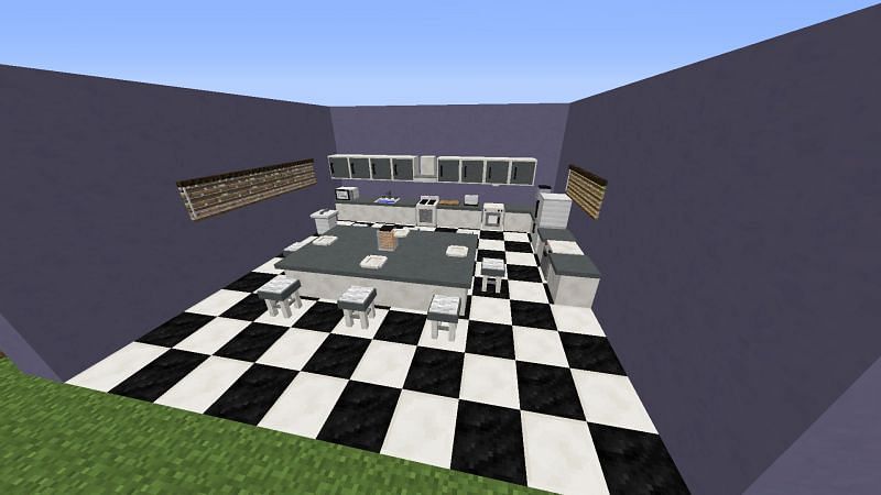 A kitchen made by u/crumpettoasty using the MrCrayfish&#039;s Furniture mod (Image via Reddit)