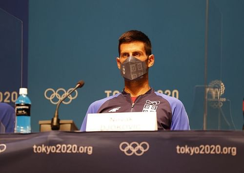 Novak Djokovic during his press conference at the Tokyo Olympics 2020