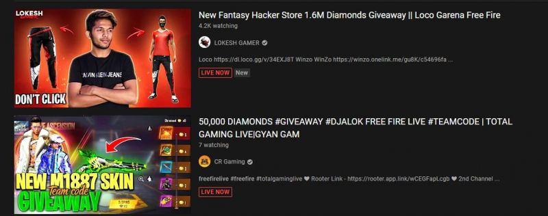 Giveaways are another way to get diamonds (Image via YouTube)