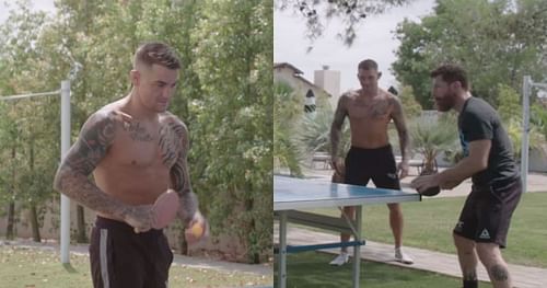 Dustin Poirier playing table tennis