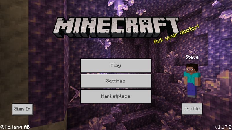 The Minecraft 1.17.2 version (Image via Mojang)