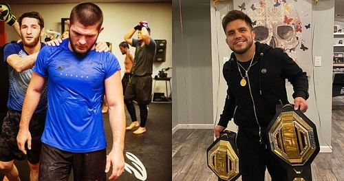 Henry Cejudo reveals where Khabib ranks. Images via Instagram @khabib_nurmagomedov @henry_cejudo