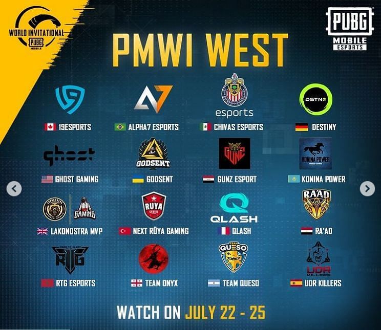 PUBG Mobile World Invitational West Teams