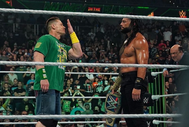 John Cena and Roman Reigns at Money in the Bank