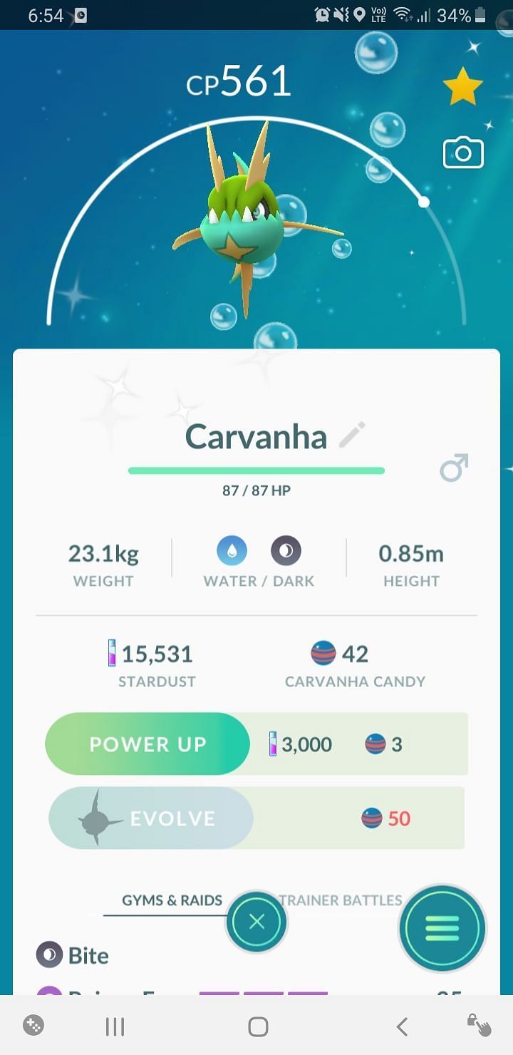 Carvanha in Pokemon Go