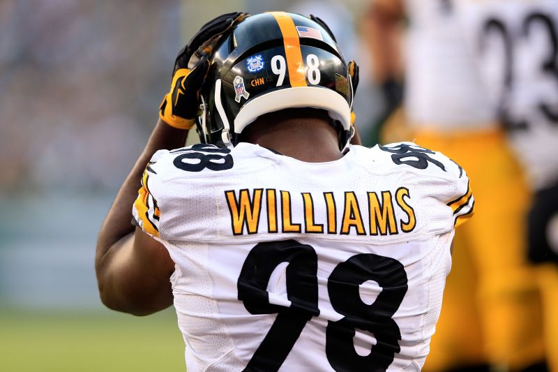 Pittsburgh Steelers linebacker Vince Williams (44) reacts to the