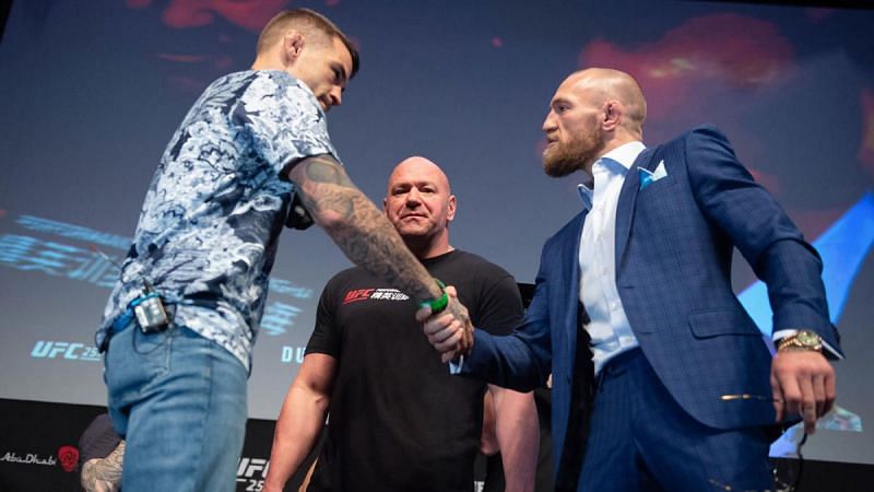 Dustin Poirier (left); Conor McGregor (right)