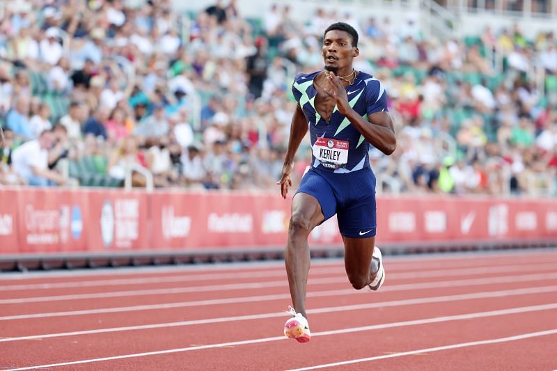 Fred Kerley at the US Olympic Track and Field Trials 2021