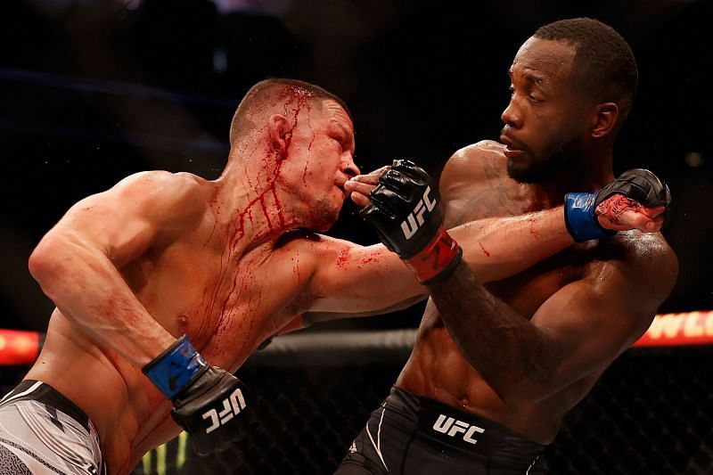 Nate Diaz (left) and Leon Edwards (right) at UFC 263