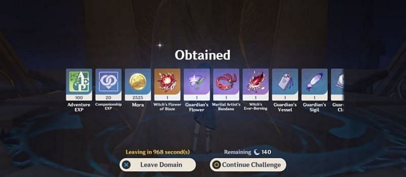 Artifact domain rewards (Image via Genshin Impact)