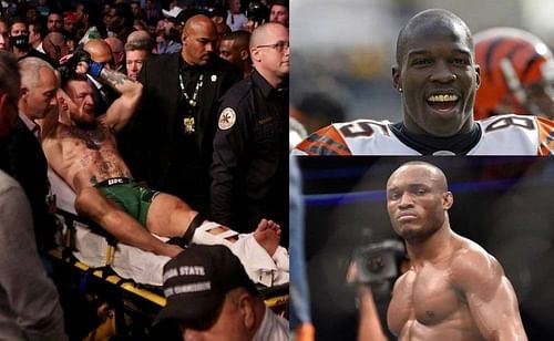 Conor McGregor (left); Chad Ochocinco (top right); Kamaru Usman (bottom right)