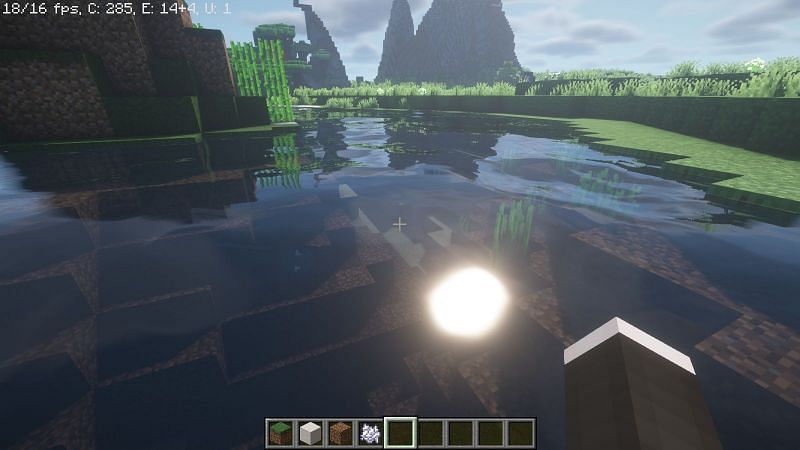 Realistic water and reflections using BSL Shaders (Image via Minecraft)