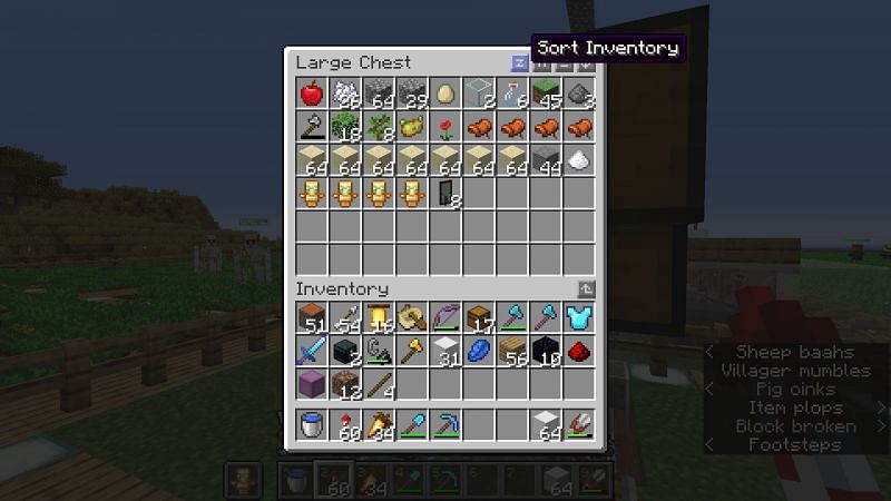 Inventory and chest menu (Image via Minecraft)