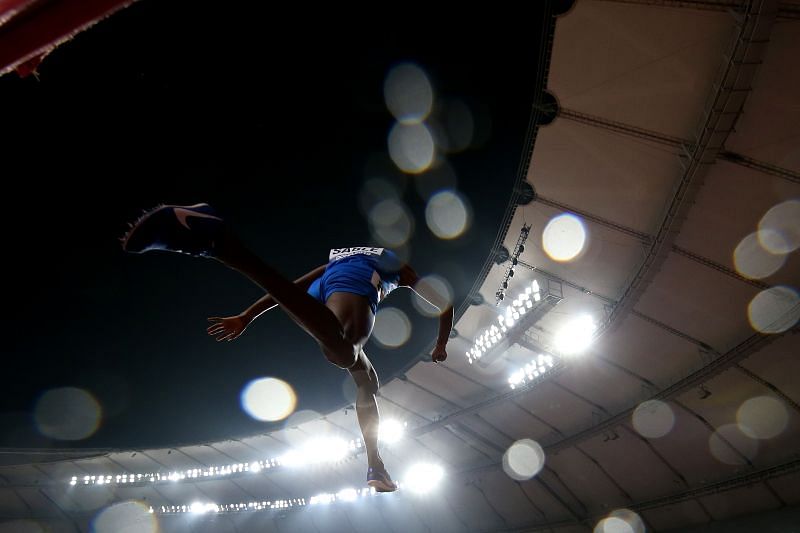 Avinash Sable in action at the 17th IAAF World Athletics Championships Doha 2019