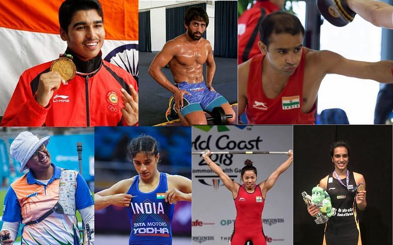 Indians to watch out for at the Tokyo Olympics [Image Credits: Vinesh Phogat/Twitter, Deepika Kumari, Mirabai Chanu, Saurabh Chaudhary, PV Sindhu, Amit Panghal, Bajrang Punia/Instagram]