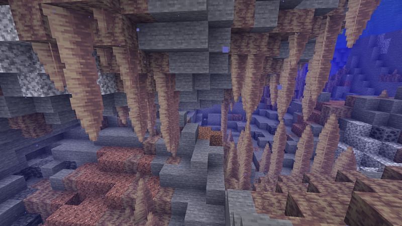 Underwater dripstone caves in experimental snapshot 2 (Image via Minecraft)