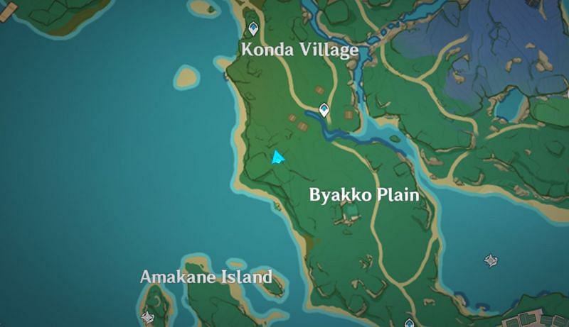 Locatie van de door roest versleten sleutel op de kaart (afbeelding via Genshin Impact)