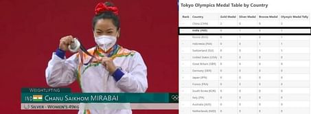 With their first-ever medal on day 1 of the Olympics, India went second in the medal tally behind China for one hour