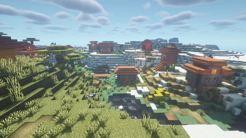 A village in savannah biome (Image via Minecraft)
