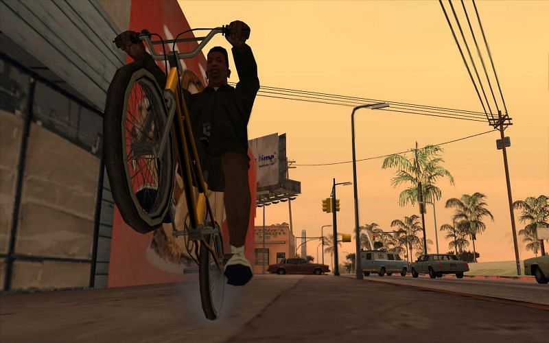 CJ rolling down the streets of GTA San Andreas(Image via Rockstar Games)