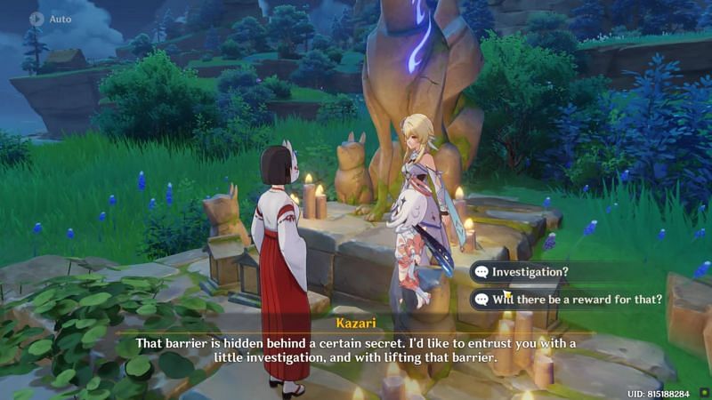 Kazari hinting at a Konda Village secret in Genshin Impact (Image via ZaFrostPet)
