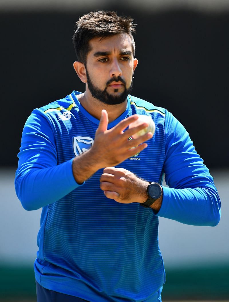 Tabraiz Shamsi in action while training for South Africa