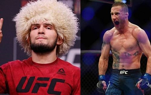 Khabib Nurmagomedov (left); Justin Gaethje (right)