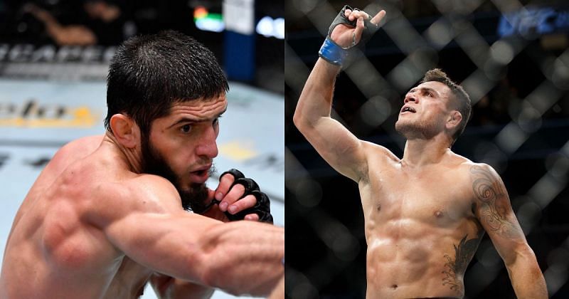 Islam Makhachev (left); Rafael dos Anjos (right)