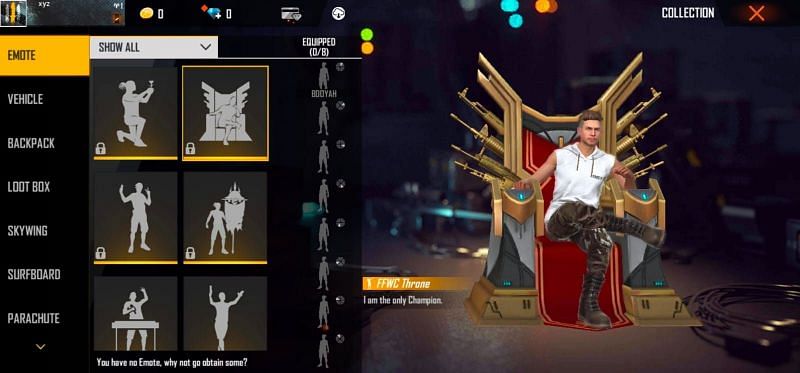 FFWC Throne emote (Image via Free Fire)