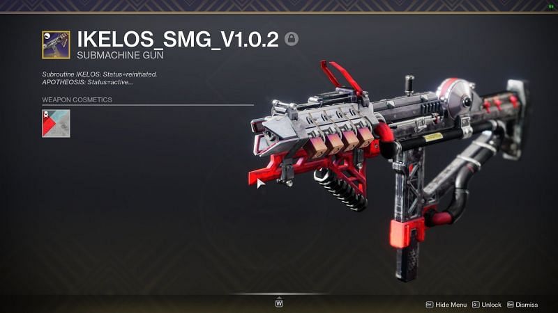 Destiny 2 weapon Ikelos smg 1.0.2 (image source via bungie)