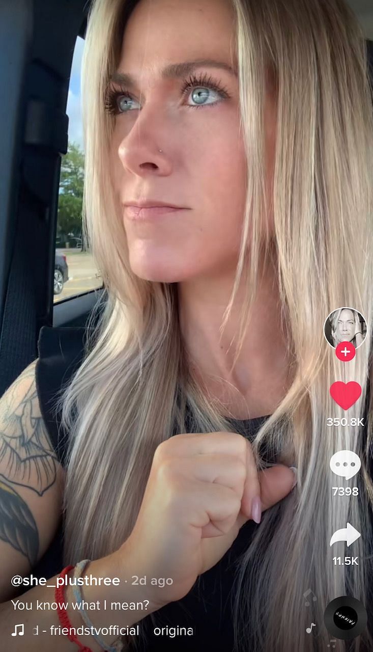 Lisa Tranel recreates Jennifer Aniston&#039;s scene (Image via TikTok)