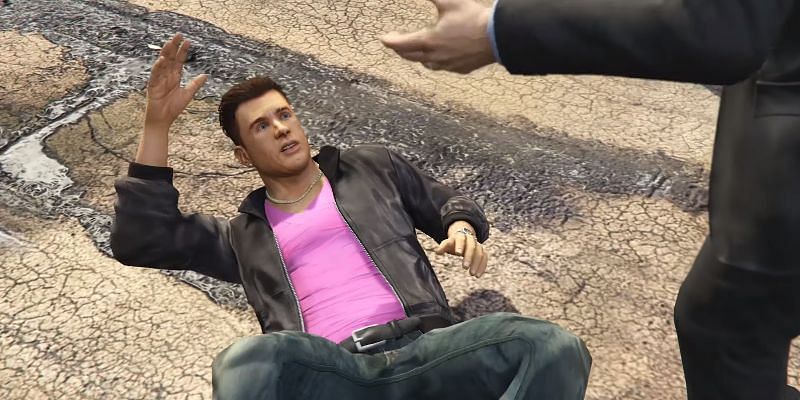 Rocco Pelosi takes a well-deserved beating in GTA 5 (Image via Willzyyy)