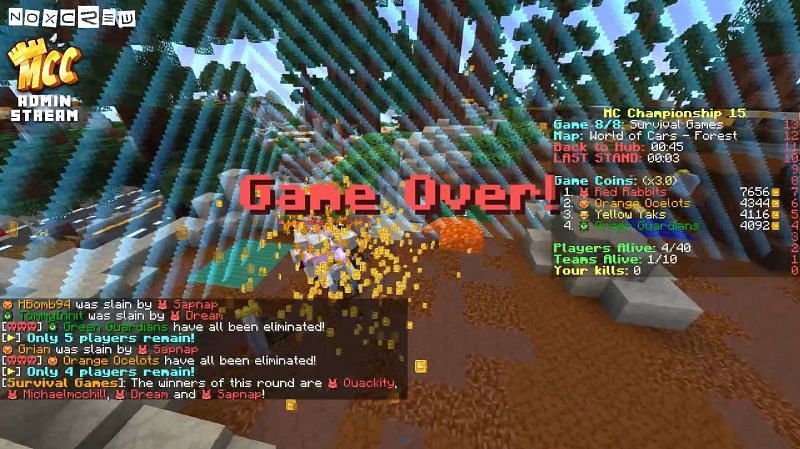Survival games at the Minecraft Championship 15 (Image via Noxcrew on Twitch)