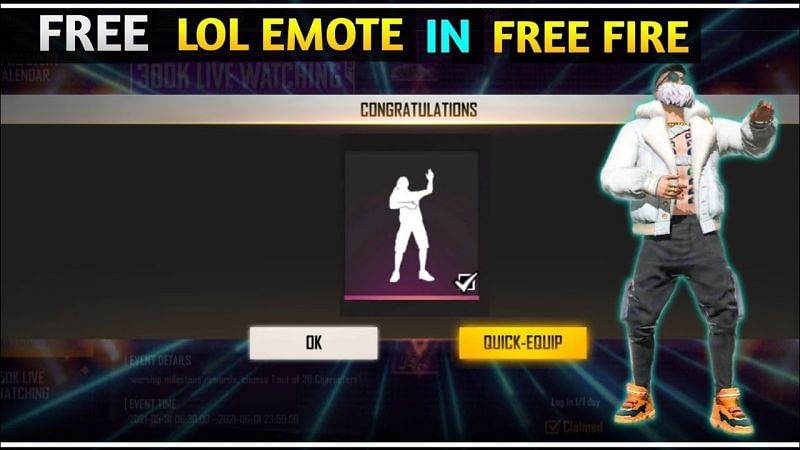 LOL emote in Free Fire (Image via Tej India Gaming, YouTube)