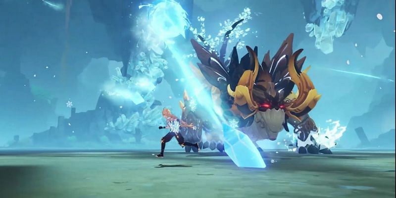 Initial footage of the boss battle (image via miHoYo)