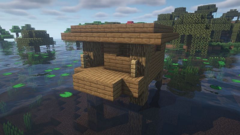 A swamp hut in the game (Image via Minecraft)