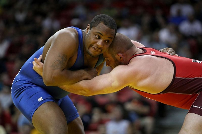 Daniel Cormier in a freestyle wrestling match