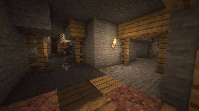 Mineshafts in the game (Image via Minecraft)