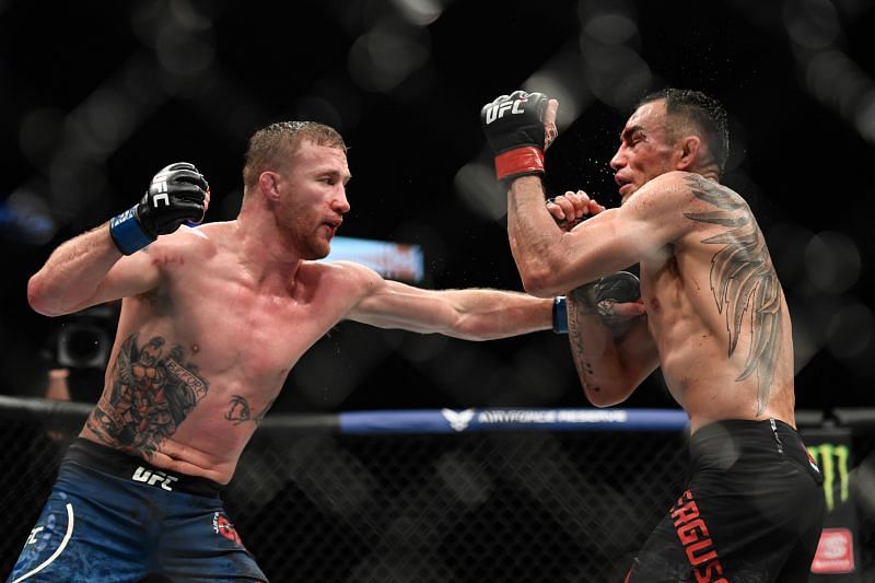 Justin Gaethje battered Tony Ferguson to claim the interim UFC lightweight crown at UFC 249