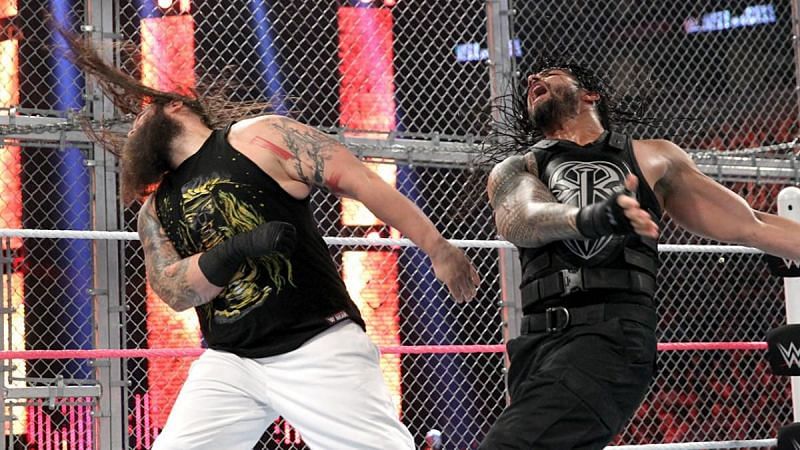 Bray Wyatt and Roman Reigns at Hell in a Cell 2015